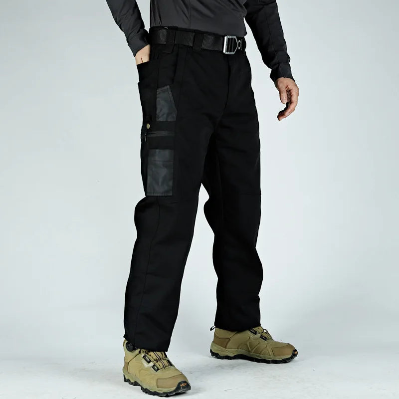 Men's Tactical Cargo Pants with Multiple Pockets – Straight-Leg Outdoor Hiking Trousers