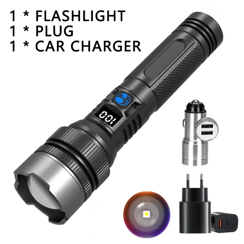 Rechargeable LED Flashlight with Zoom – 3 Light Modes, Waterproof, USB-C Charging