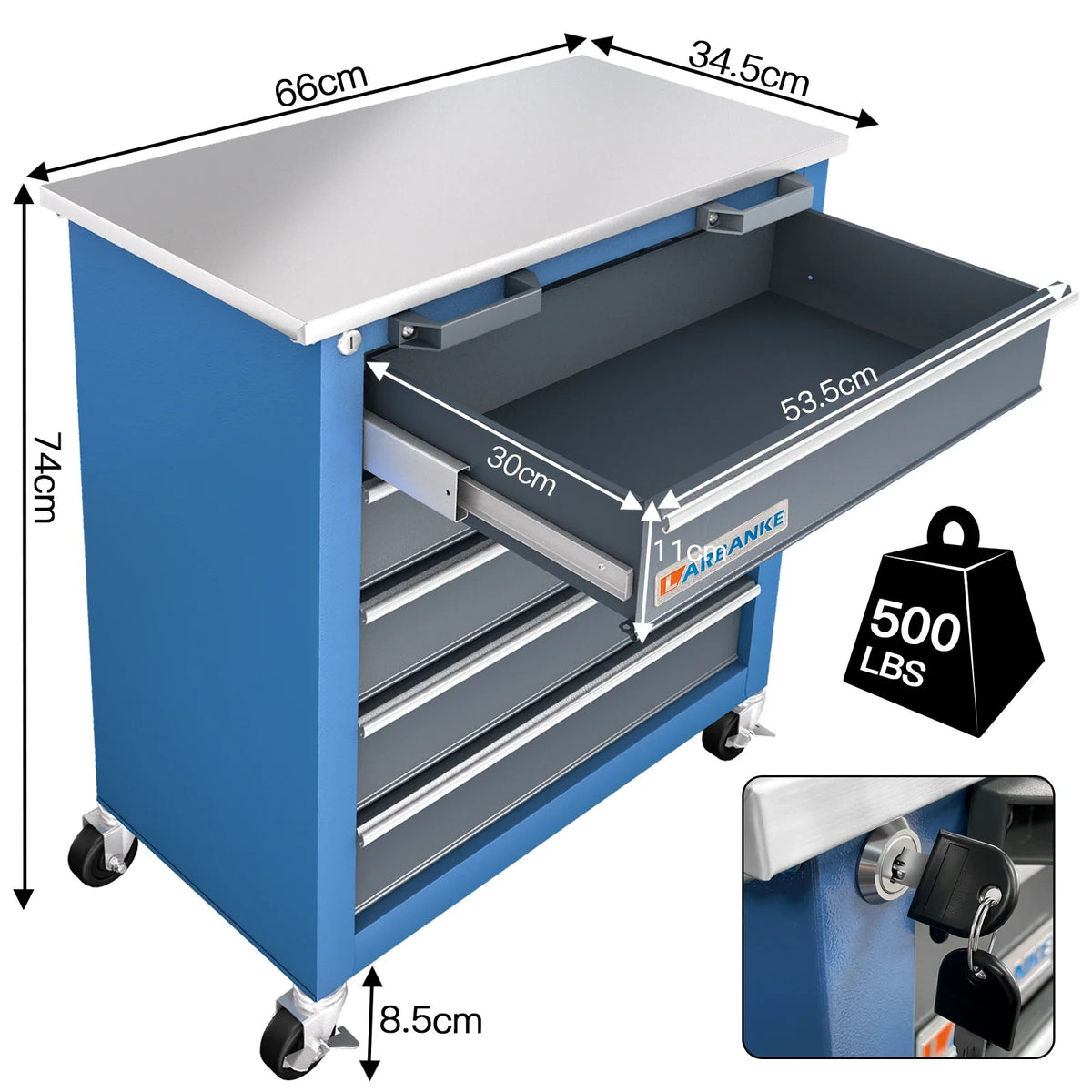 5-Drawer Tool Chest Cabinet with Key Locking System
