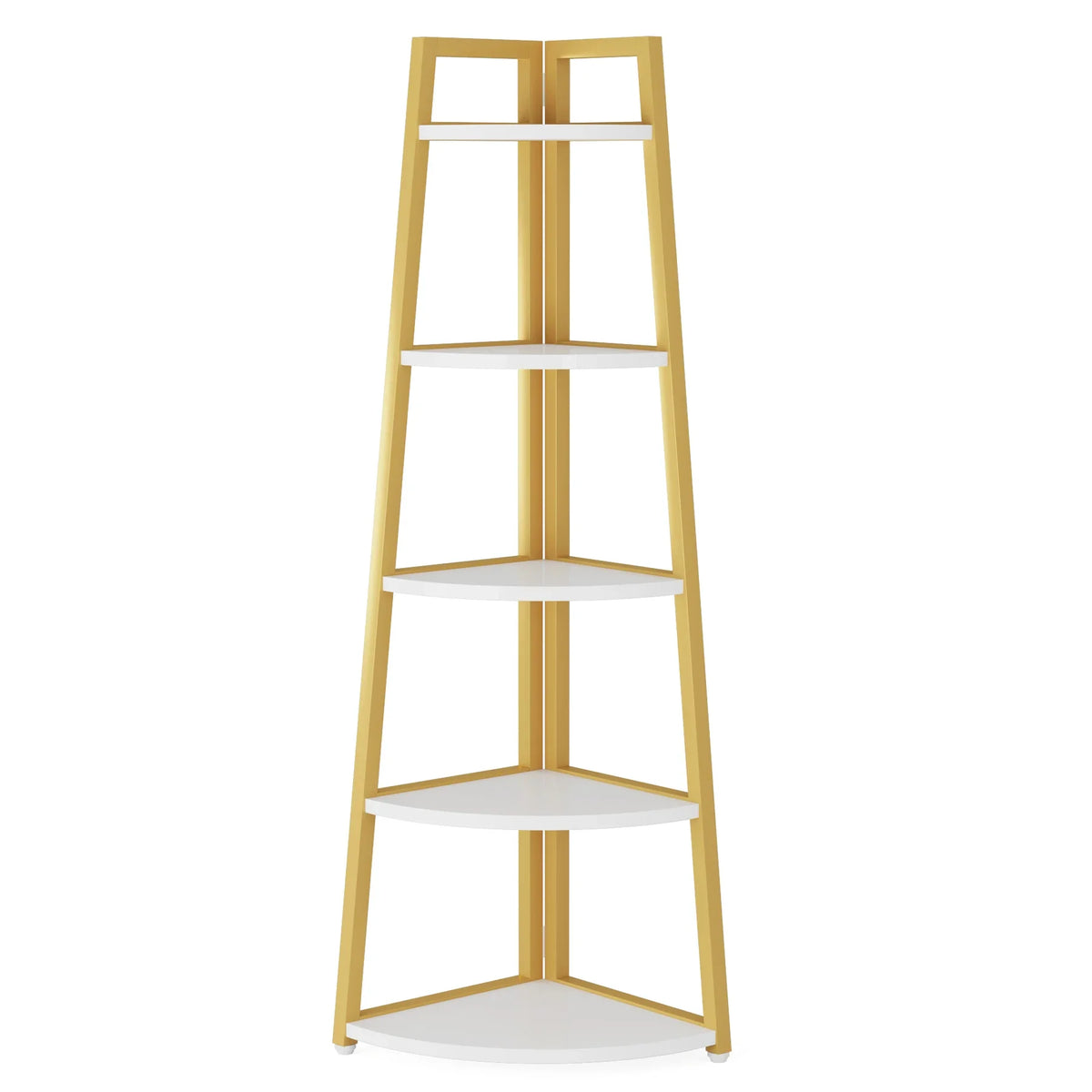 5-Tier Corner Wooden Bookcase with Storage Shelves