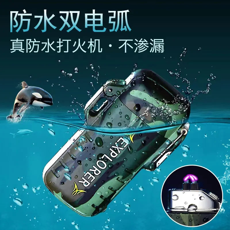 Portable Outdoor Waterproof Dual Arc USB Charging Lighter
