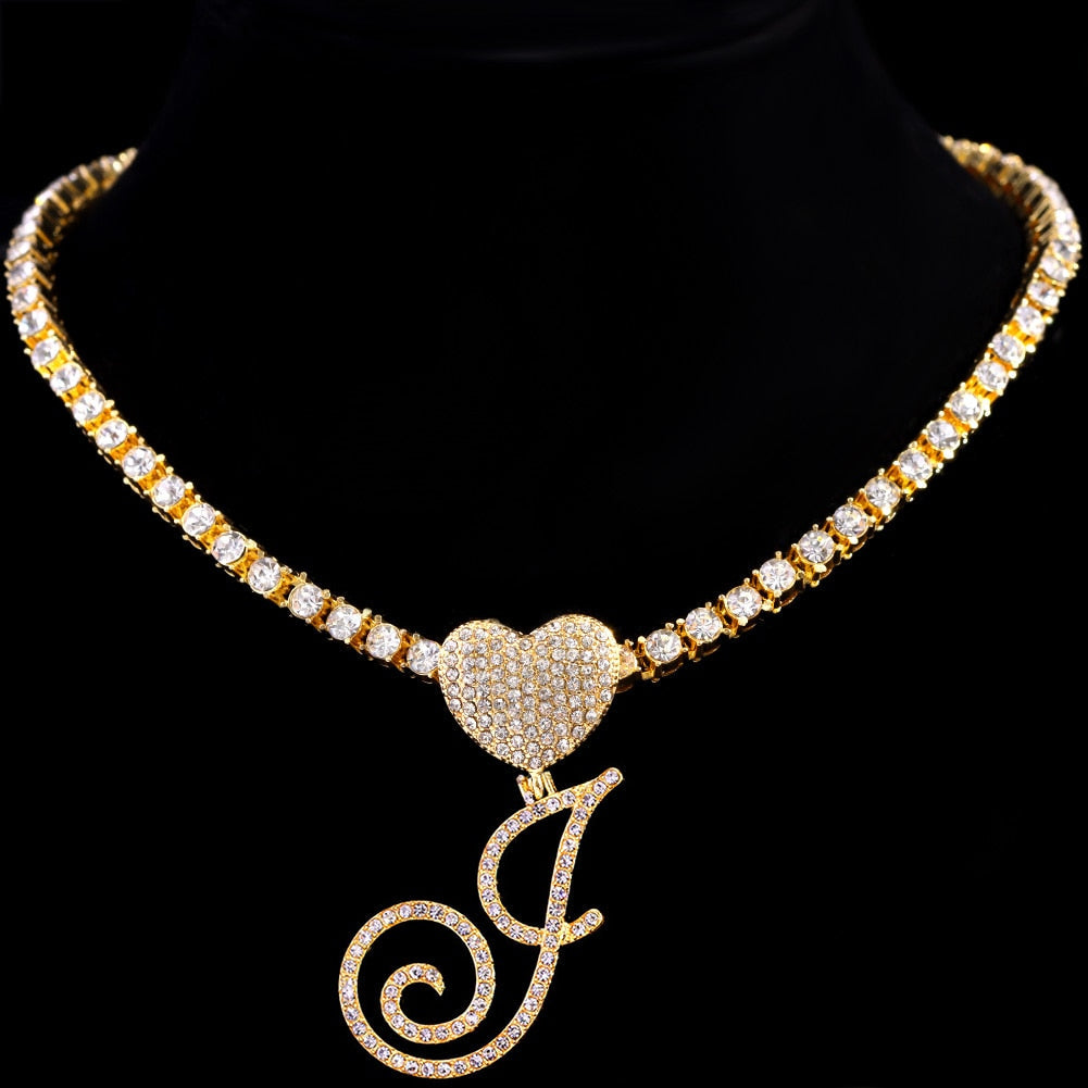 Heart Charm Initial Necklace