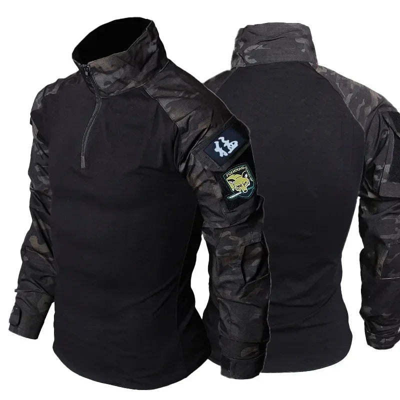 Men's Military Tactical Uniform Set - Hooded Soft Shell Hunting Jacket with Breathable Long Sleeve Shirt and Multi-Pocket Cargo Pants - Unisex