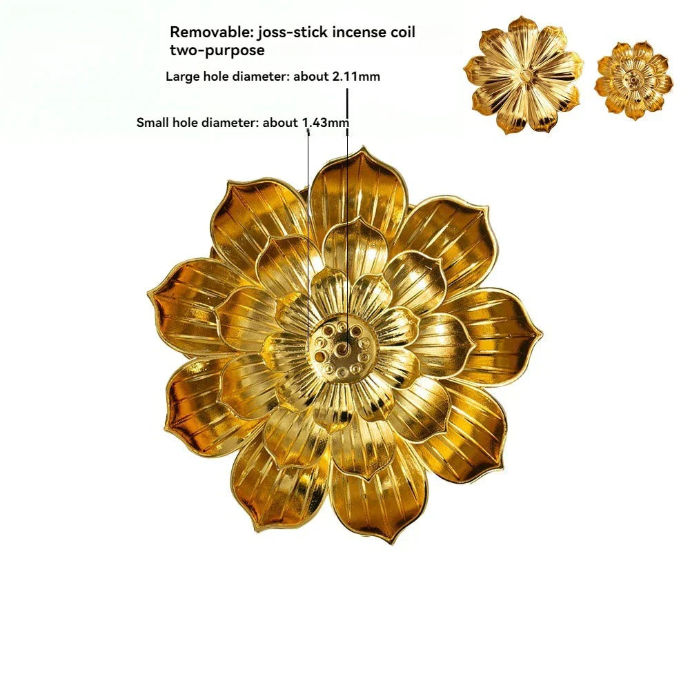Alloy Incense Burner Stick Holder Buddhism Lotus Line Incense Plate Sandalwood Coil Base Temples Yoga Studios Home Decoration