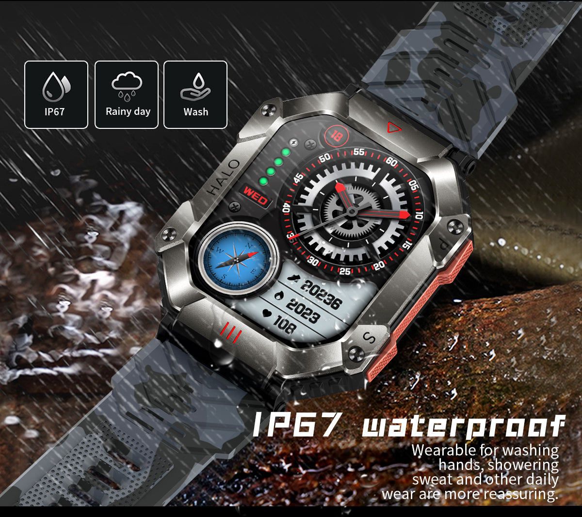620mAh Large Battery Durable Military Smart Watch Men