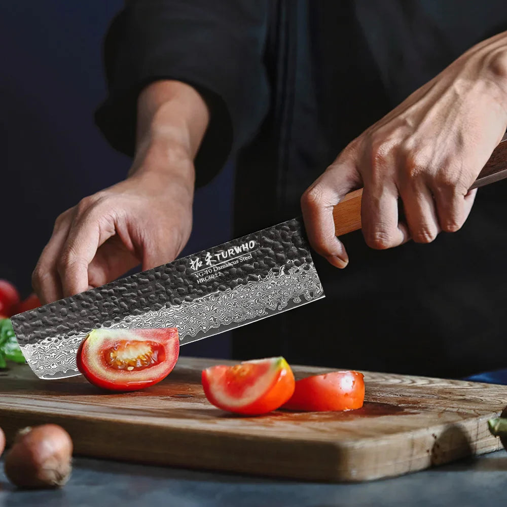 Dark Grain 7″ Damascus Steel Nakiri Knife&nbsp;菜切り包丁