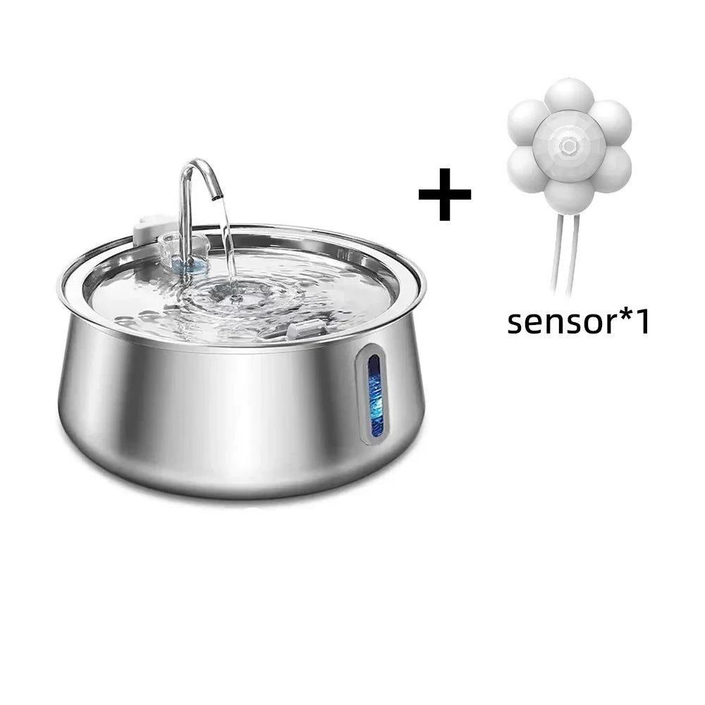 Stainless Steel Cat Water Fountain 4L – Automatic Pet Water Dispenser with Multi-Layer Filtration