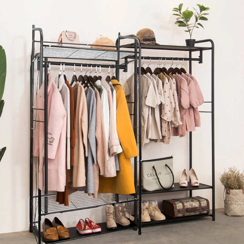 Heavy Duty Metal Clothes Rack with Shelves