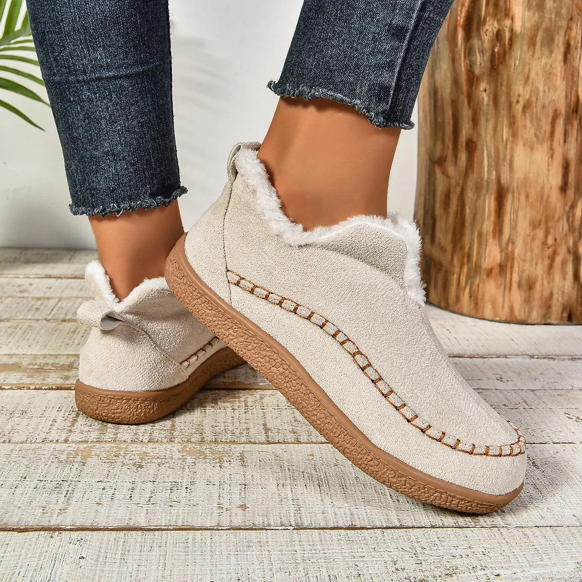 Avichic™ Women’s Warm Winter Slip-On Platform Ankle Boots
