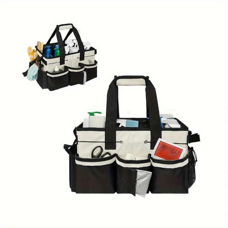 1pcs Multipurpose Cleaning Tool Organizer Bag Portable Crossbody Design Durable Oxford Fabric Storage Pouch for Home Car Travel