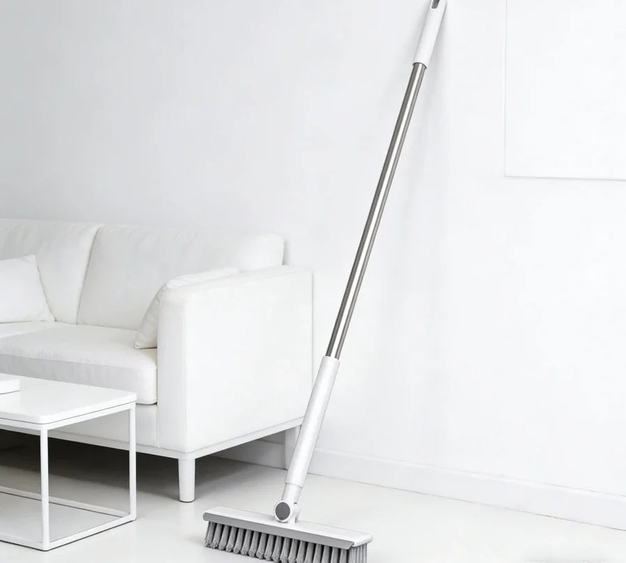 Long-Handle Bathroom Floor Brush for Tile, Grout Gaps, Walls and Toilet Cleaning