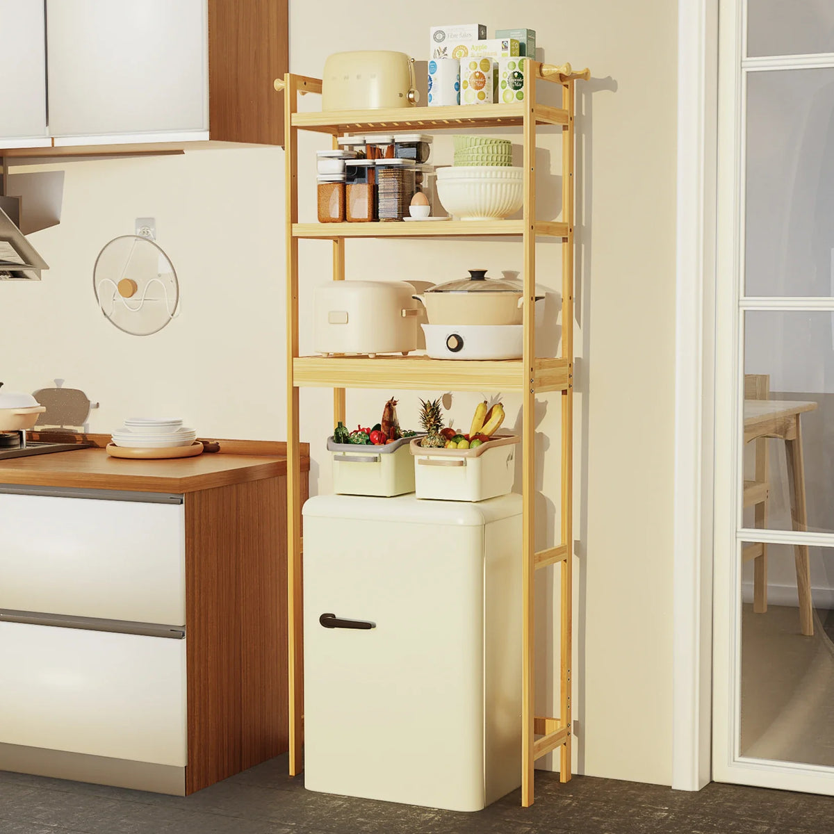 Bamboo Bathroom Finishing Rack with Adjustable Shelves