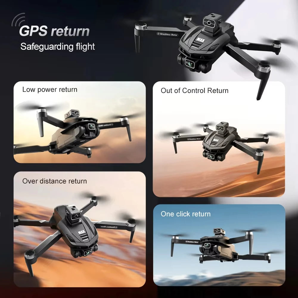 V168 MAX GPS Folding Drone with 8K Camera - Professional Brushless Aerial FPV Quadcopter with Obstacle Avoidance and Large Screen Remote