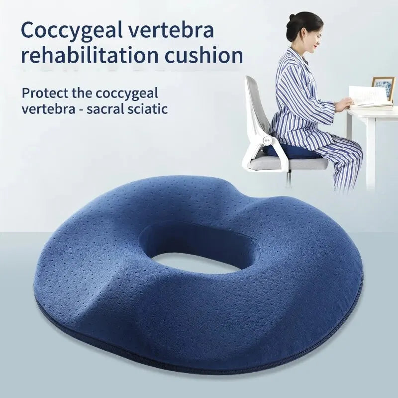 Unisex Ergonomic Memory Foam Seat Cushion - Orthopedic Coccyx and Spine Pressure Relief Pad with Washable Fabric Cover - Portable Office and Car