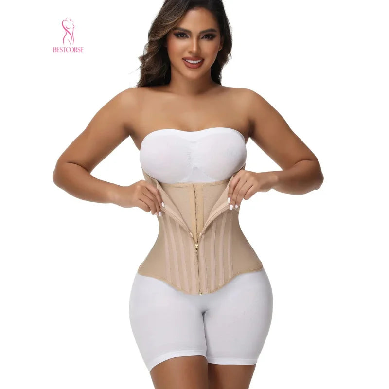 Steel Boned Waist Trainer Corset for Women – Firm Control Waist Cincher, XS–3XL