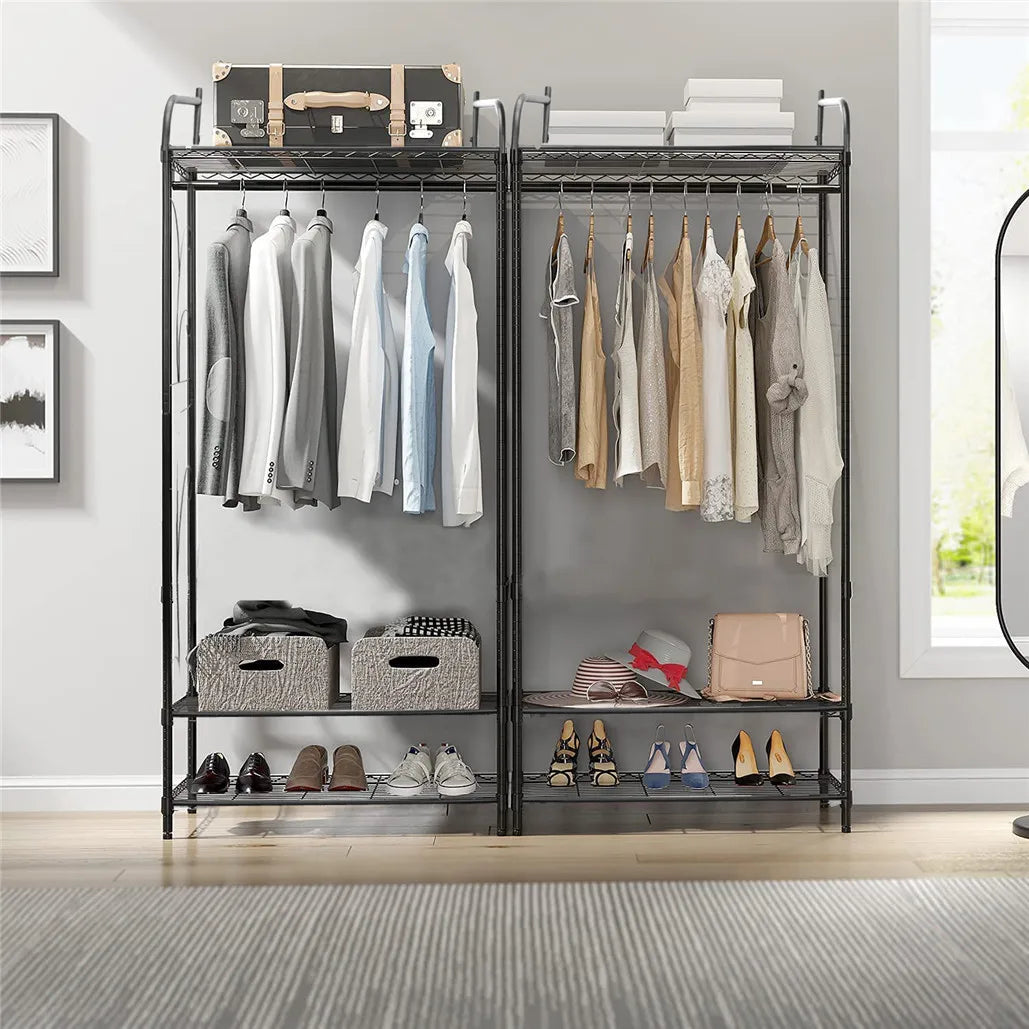 Heavy Duty Metal Clothes Rack with Shelves