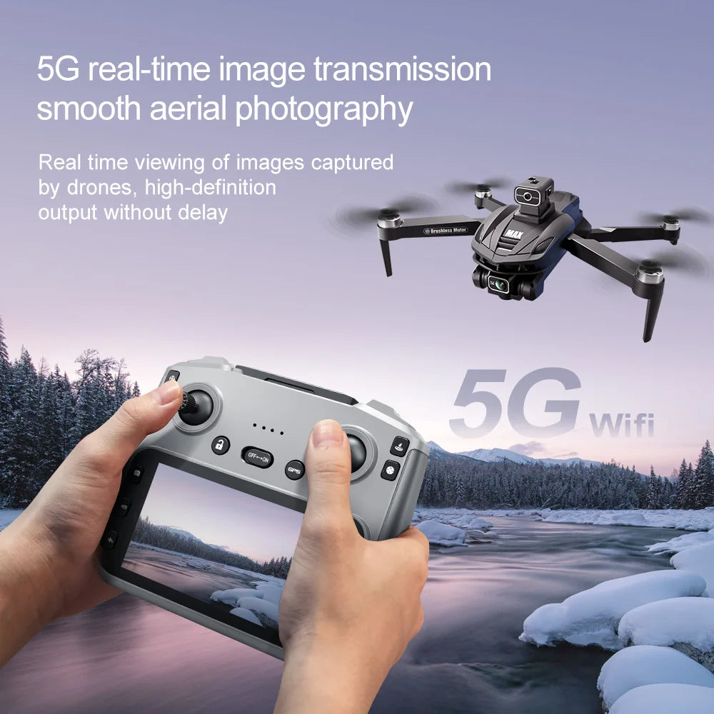 V168 MAX GPS Folding Drone with 8K Camera - Professional Brushless Aerial FPV Quadcopter with Obstacle Avoidance and Large Screen Remote