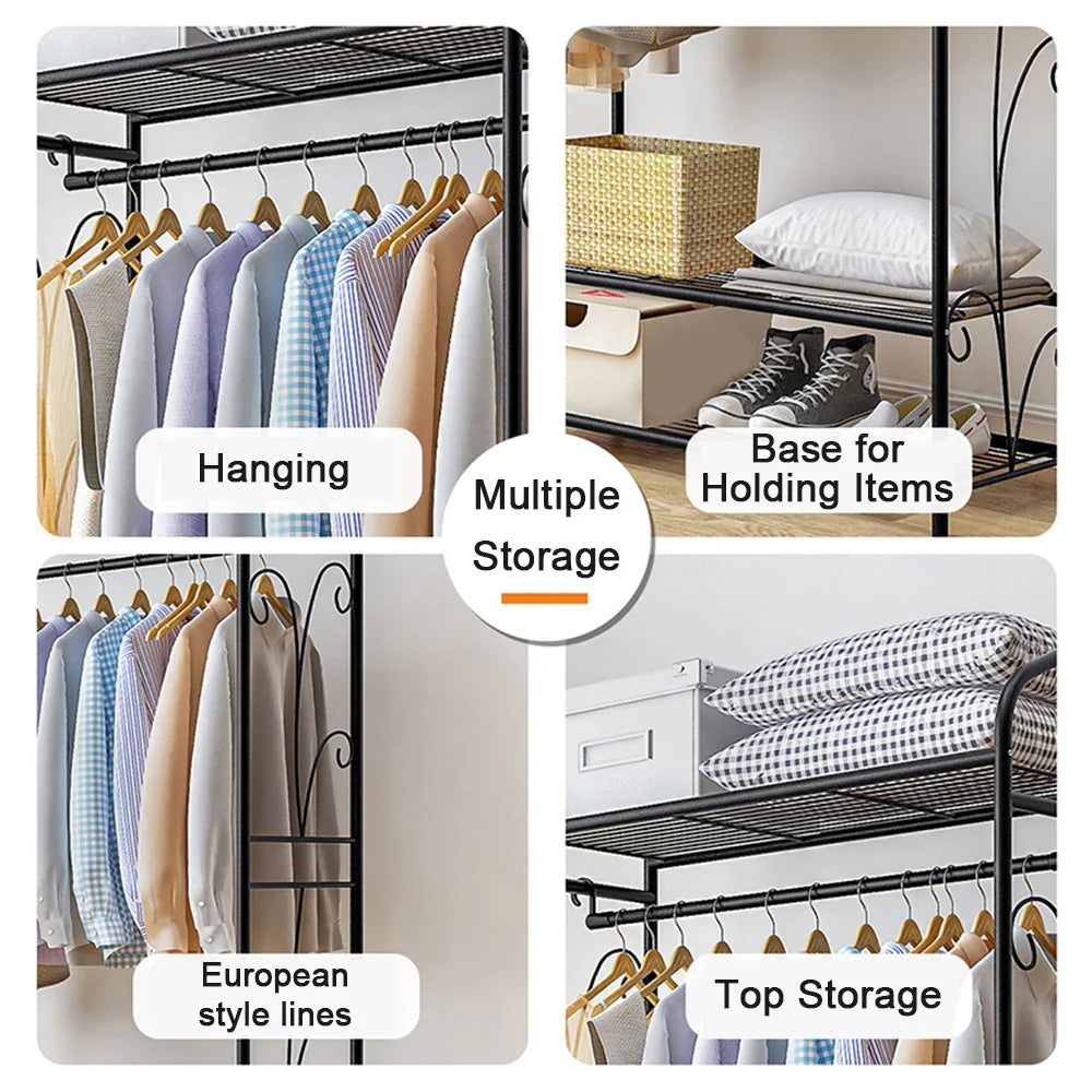 Heavy Duty Metal Clothes Rack with Shelves