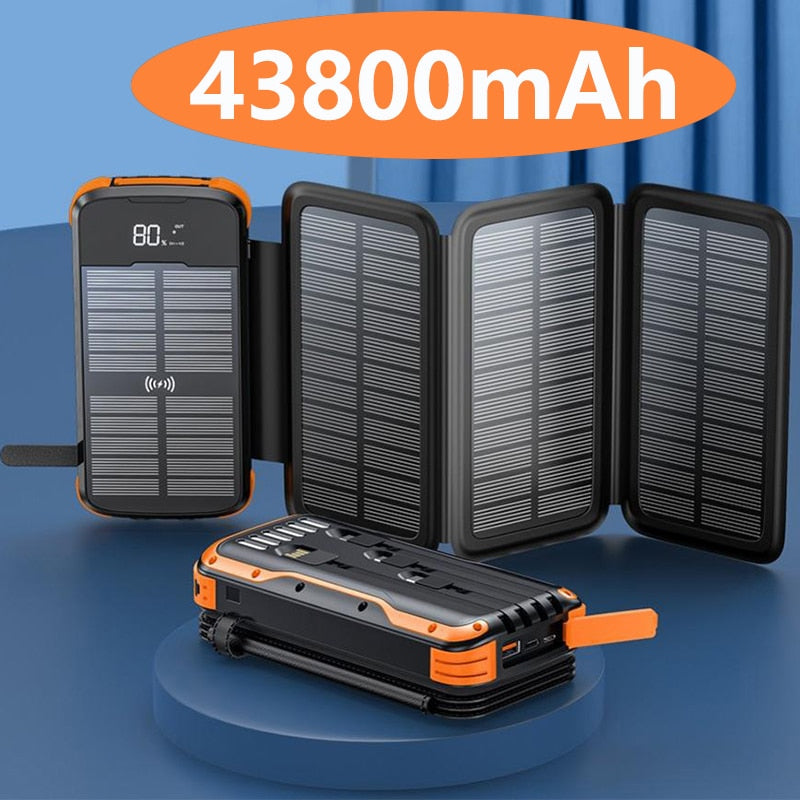 43800mAh High-Capacity Fast Charging Powerbank: Never Run Out of Battery Again -Harness the Sun's Energy for Effortless Charging on the Go