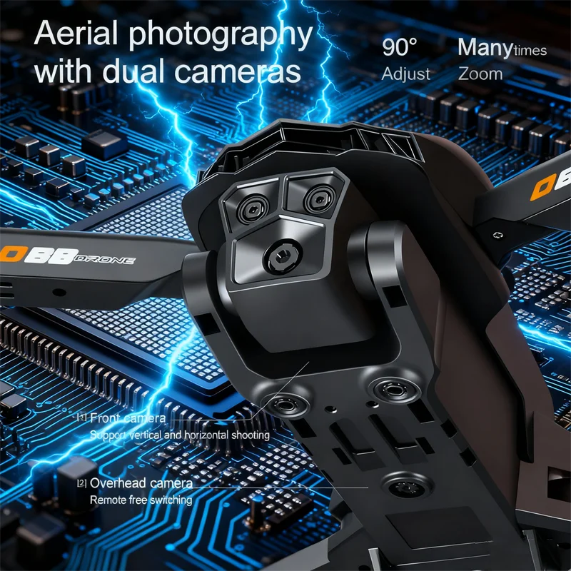 Foldable GPS Drone with 8K Aerial HD Dual Camera - Professional Optical Flow Hovering Quadcopter for Photography with Gesture Control