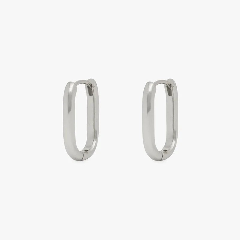 2PCS New Gold Color Square Hoop Earrings Women Men Stainless Steel Huggie Minimalist Punk Unisex Rock Earrings Piercing Jewelry