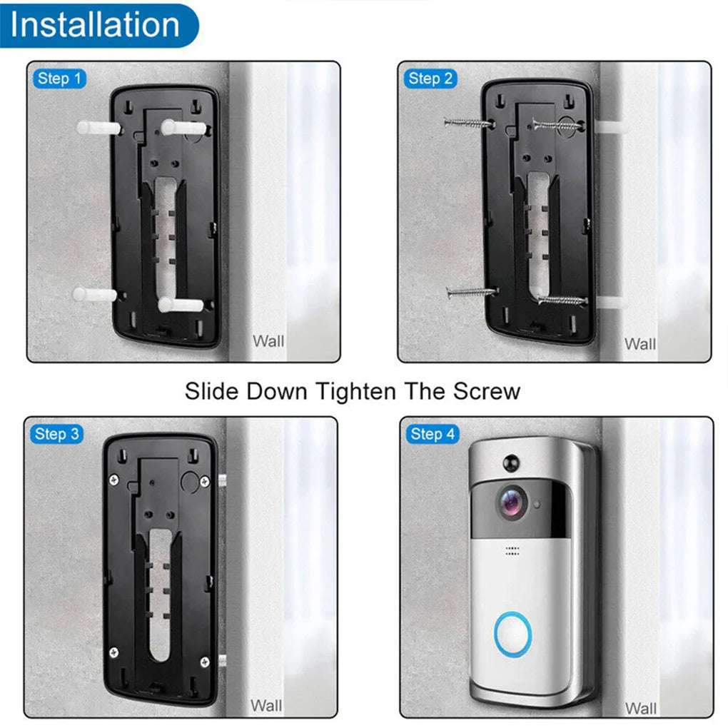 WiFi Video Doorbell Camera with Night Vision | Smart Wireless Doorbell with Intercom, PIR Motion Alerts, Two-Way Audio, Easy Battery Install
