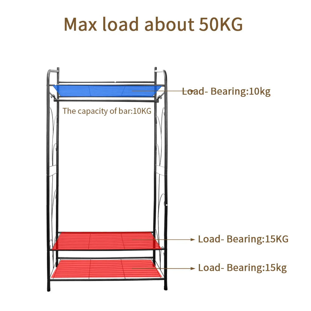 Heavy Duty Metal Clothes Rack with Shelves