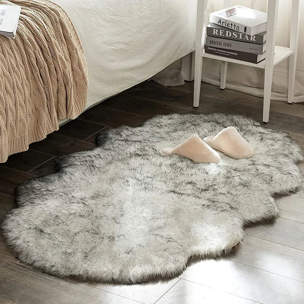 Soft Sheepskin Fluffy Fur Rug for Bedroom & Living Room