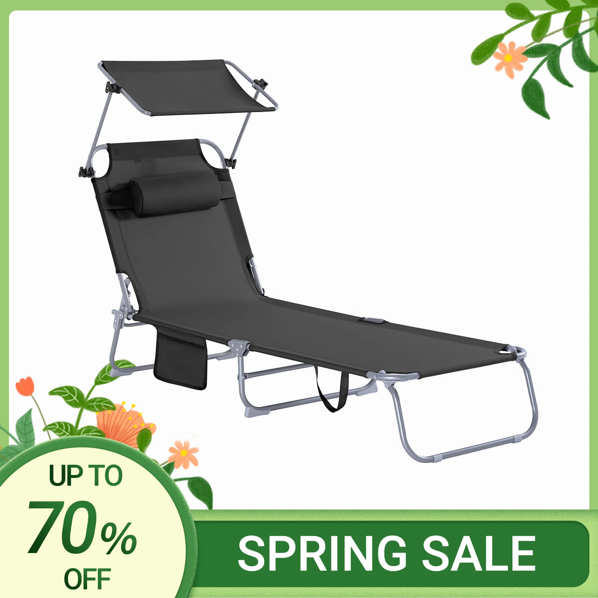 Outdoor Garden Swing Lounger with Metal Frame and Side Storage Bag - Ergonomic Relaxing Rocking Chair for Courtyard, Beach, and Balcony