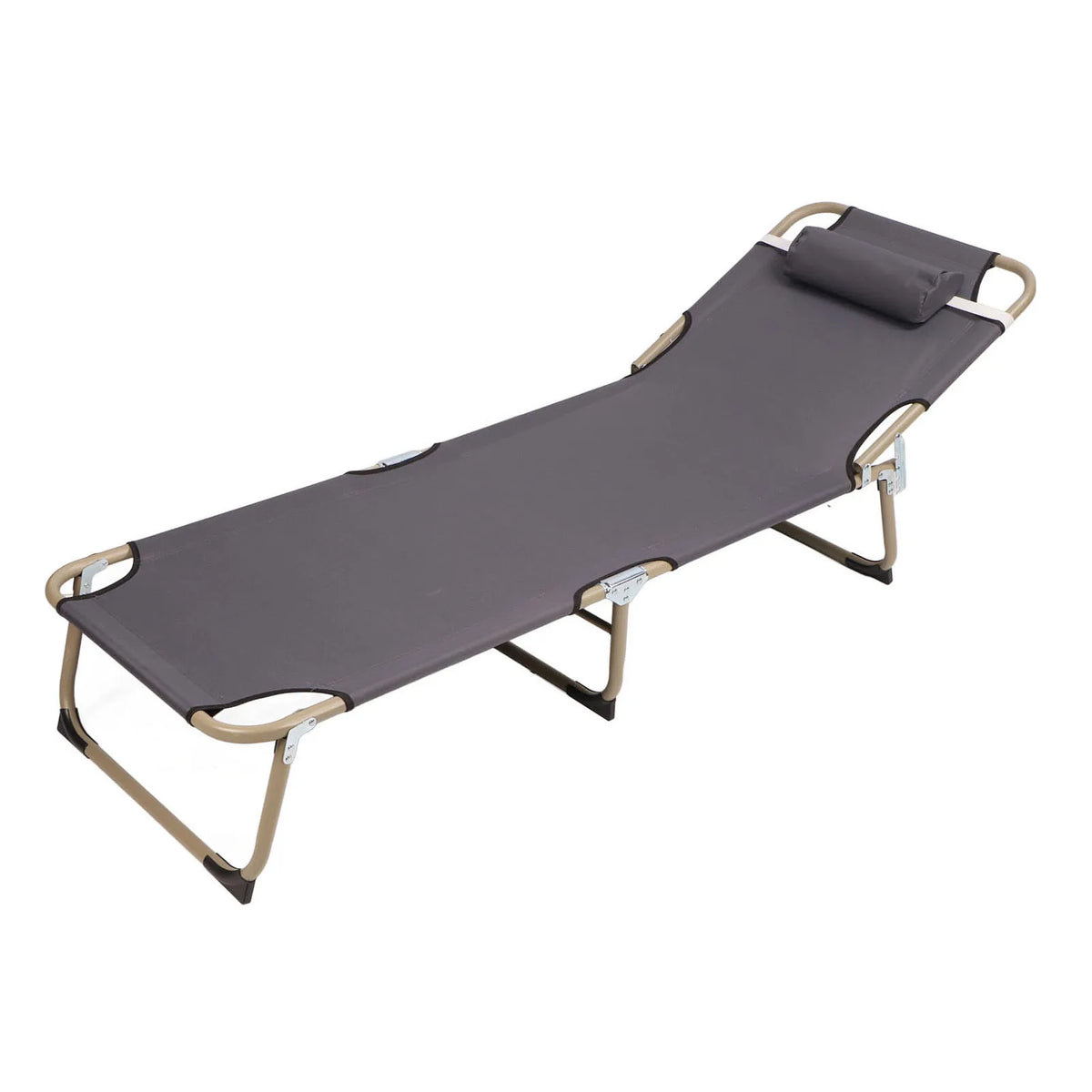 Lightweight Camping Tent Cot with Pillow - Portable Waterproof Alloy Folding Sleeping Bed with Adjustable Backrest for Beach and Terrace