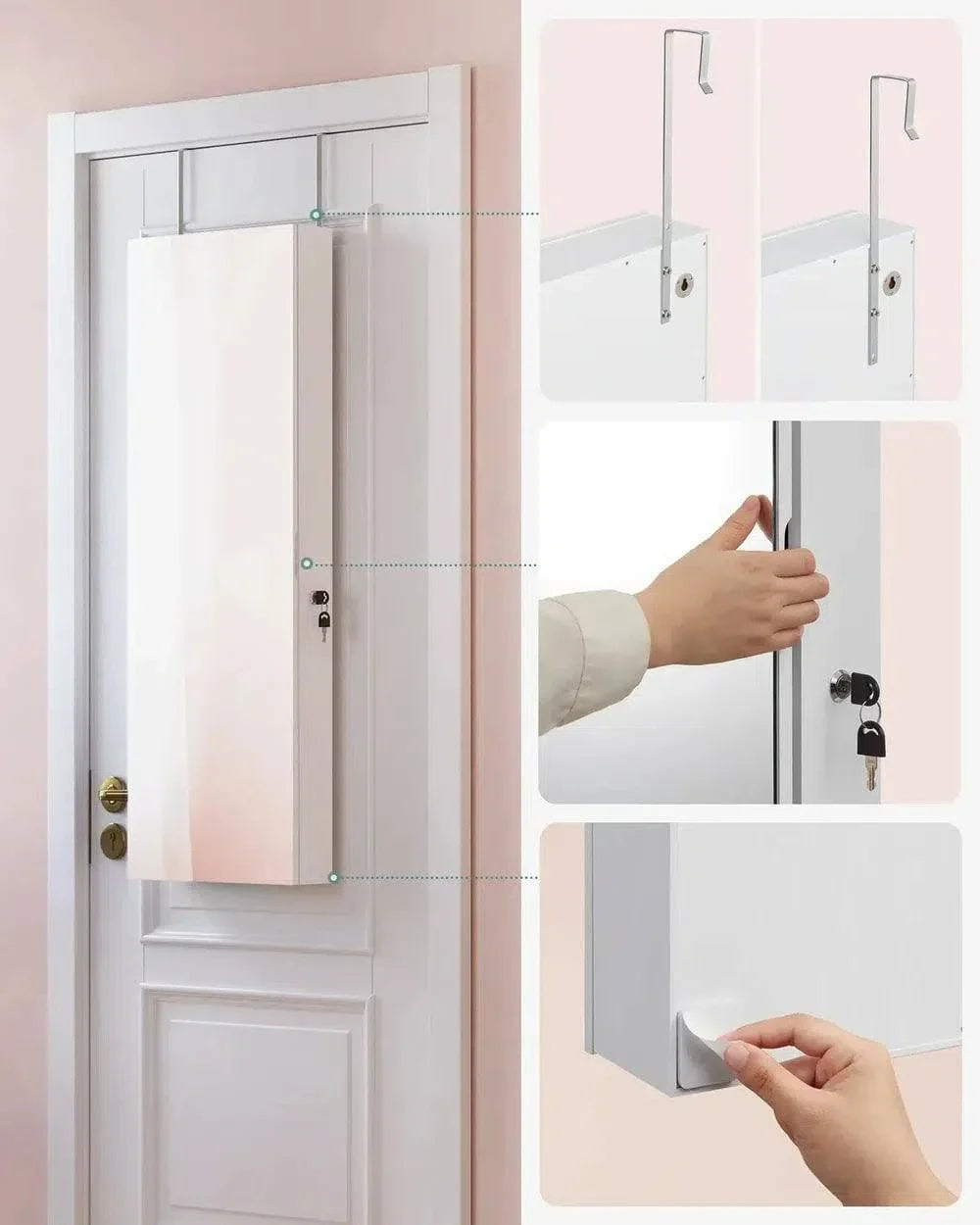 Frameless Full-Length Mirror Jewellery Cabinet