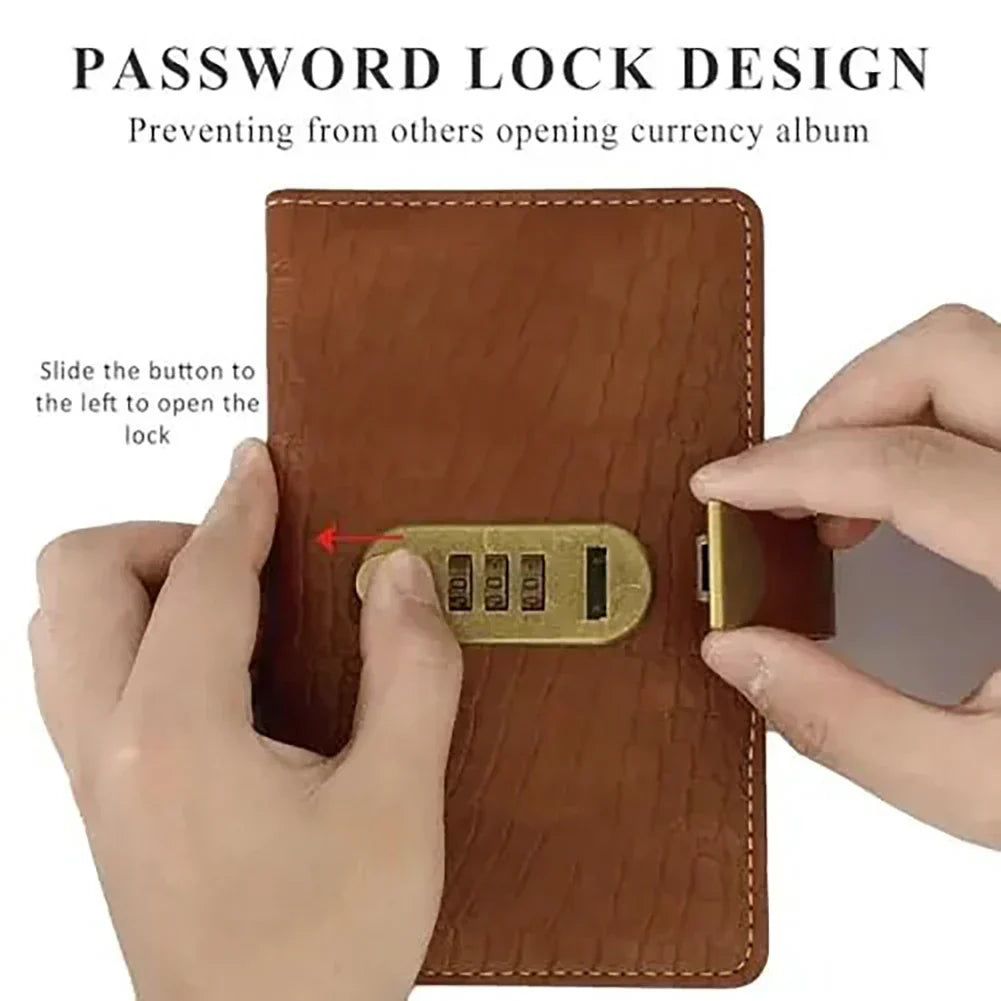 100 Envelope Savings Challenge Binder with Cash Envelopes and Combination Lock – PU Leather