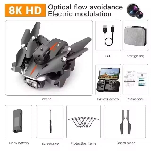 Professional GPS Drone with 8K HD Dual Camera - Brushless Motor Quadcopter with 5G Aerial FPV Obstacle Avoidance for Photography