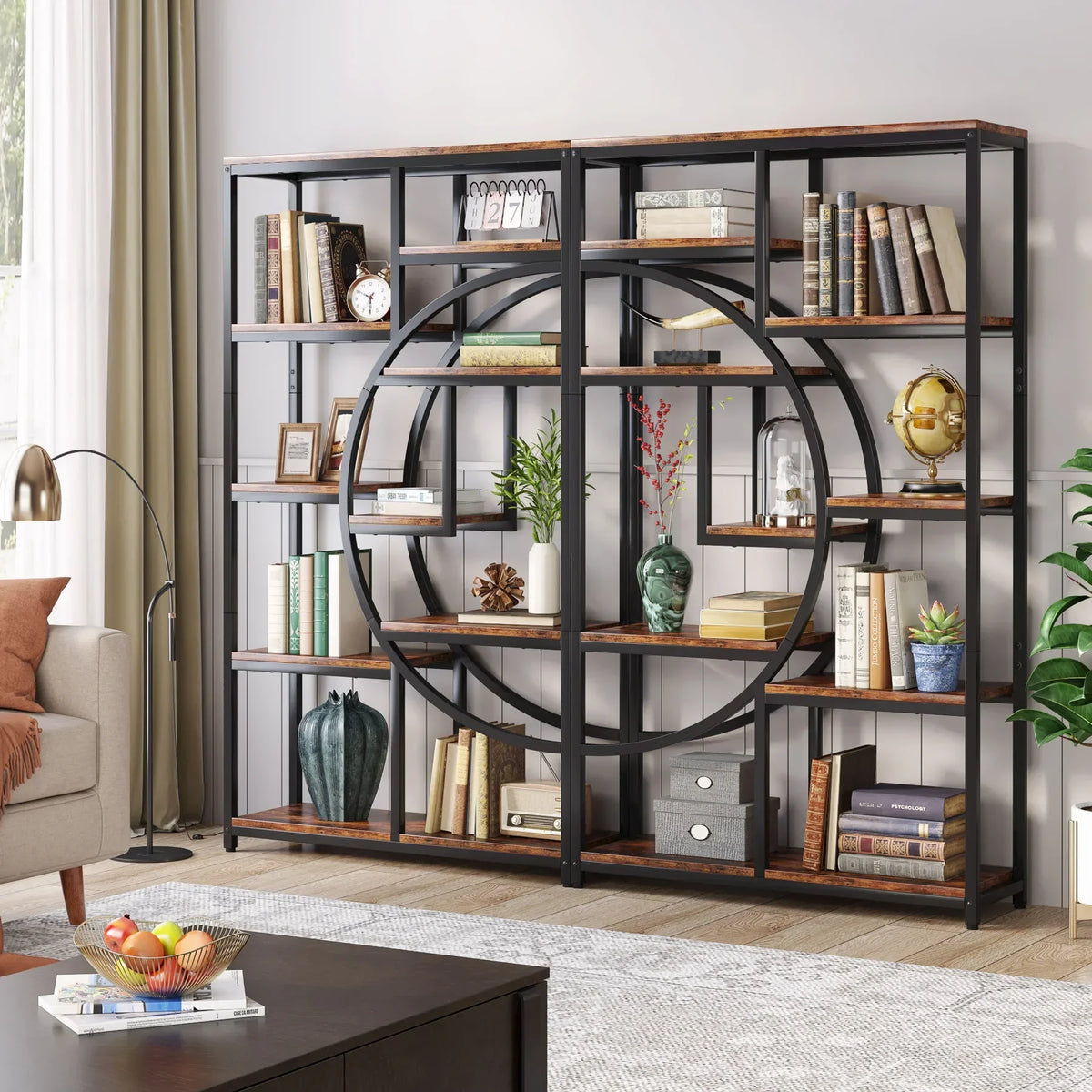 5-Tier Industrial Freestanding Etagere Bookcase