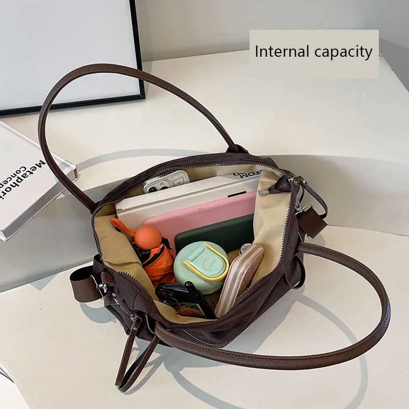 Khaki Nylon Tote Bag for School | Lisbon