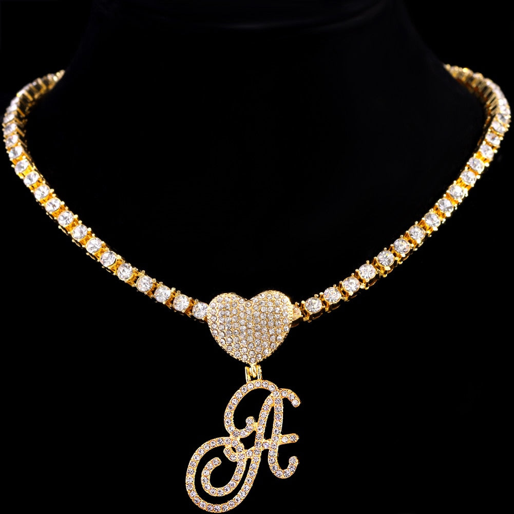 Heart Charm Initial Necklace
