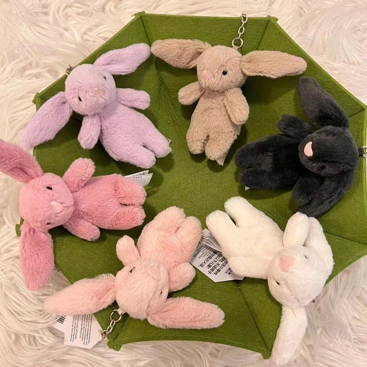 Plush Rabbit Bag Charm & Keychain – Soft Beige