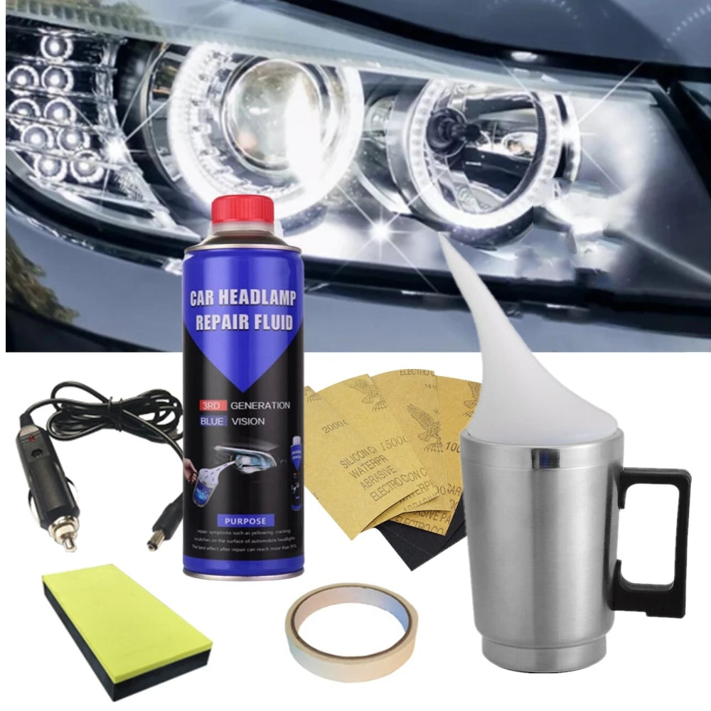 Professional Automotive Headlight Restoration Kit - 3rd Gen Vapor Fumigation Polishing Set for Car Light Renovation and Oxidation Removal