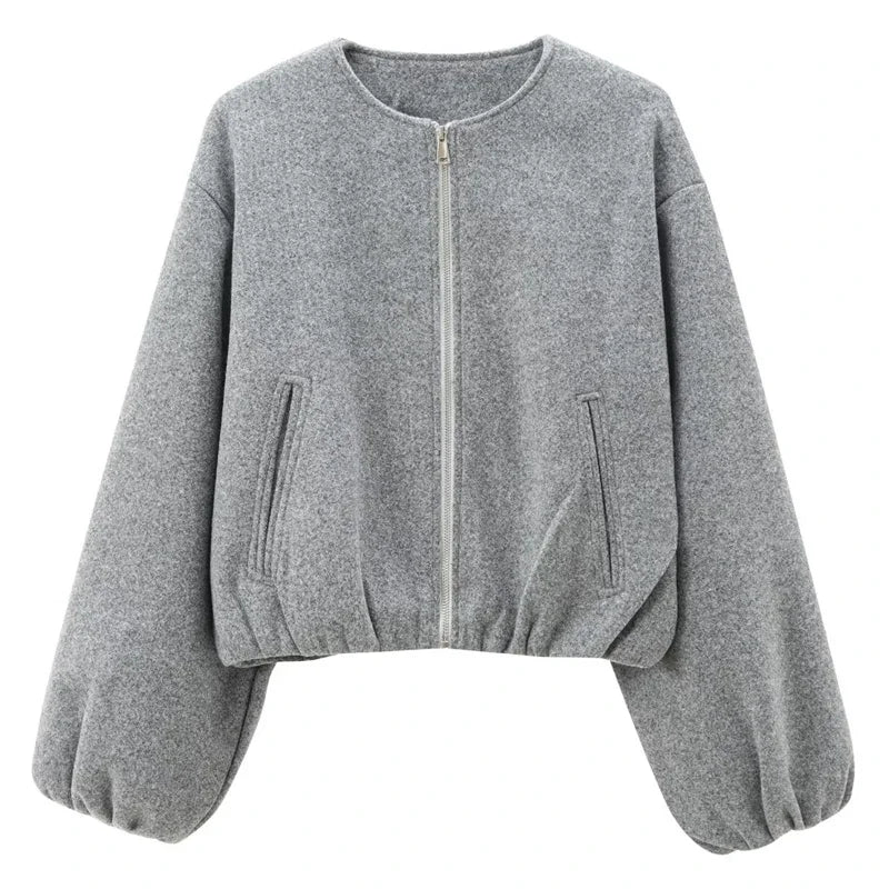 Damesjassen Cropped Losse Outerwears Rood Grijs Gebroken Wit Zwart Jasje Met Rits Lange Mouwen Top Casual Varsity Bomberjas