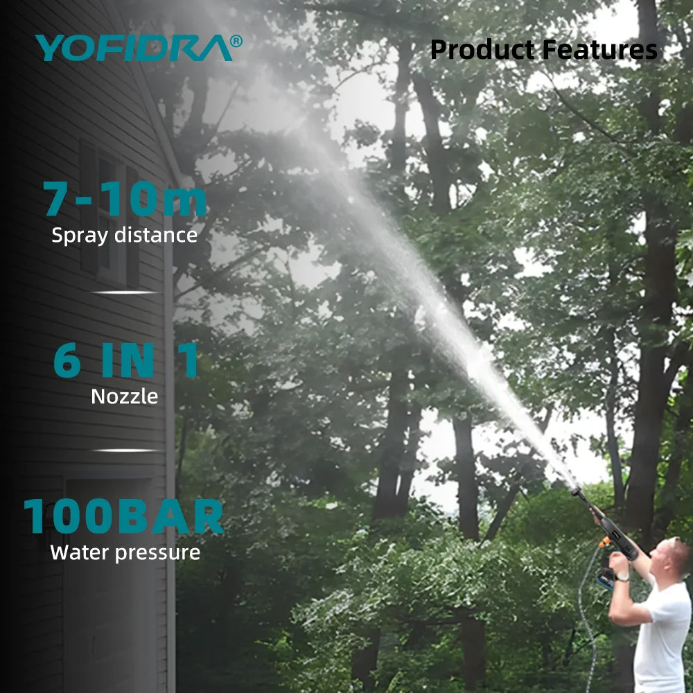 Portable High Pressure Electric Water Spray Gun - 6-in-1 Cordless Car Washer and Garden Cleaning Tool with 22L Foldable Water Bucket - Unisex
