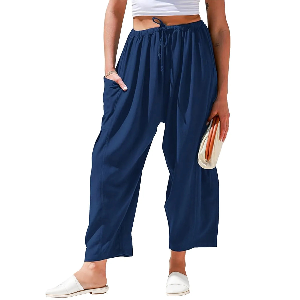 Women Casual Joggers Tech Pants Women's Pants High Waisted Drawstring Leggings Workwear Sports Wide Leg Trousers Summer