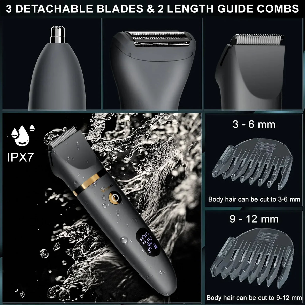 Rechargeable Men's Body Hair Trimmer – Cordless Groin and Body Groomer