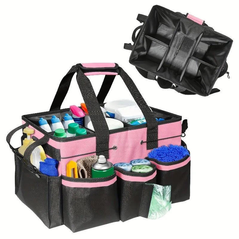1pcs Multipurpose Cleaning Tool Organizer Bag Portable Crossbody Design Durable Oxford Fabric Storage Pouch for Home Car Travel