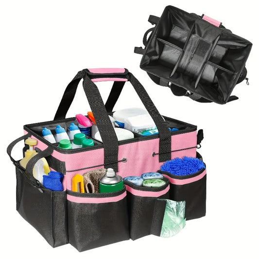 1pcs Multipurpose Cleaning Tool Organizer Bag Portable Crossbody Design Durable Oxford Fabric Storage Pouch for Home Car Travel