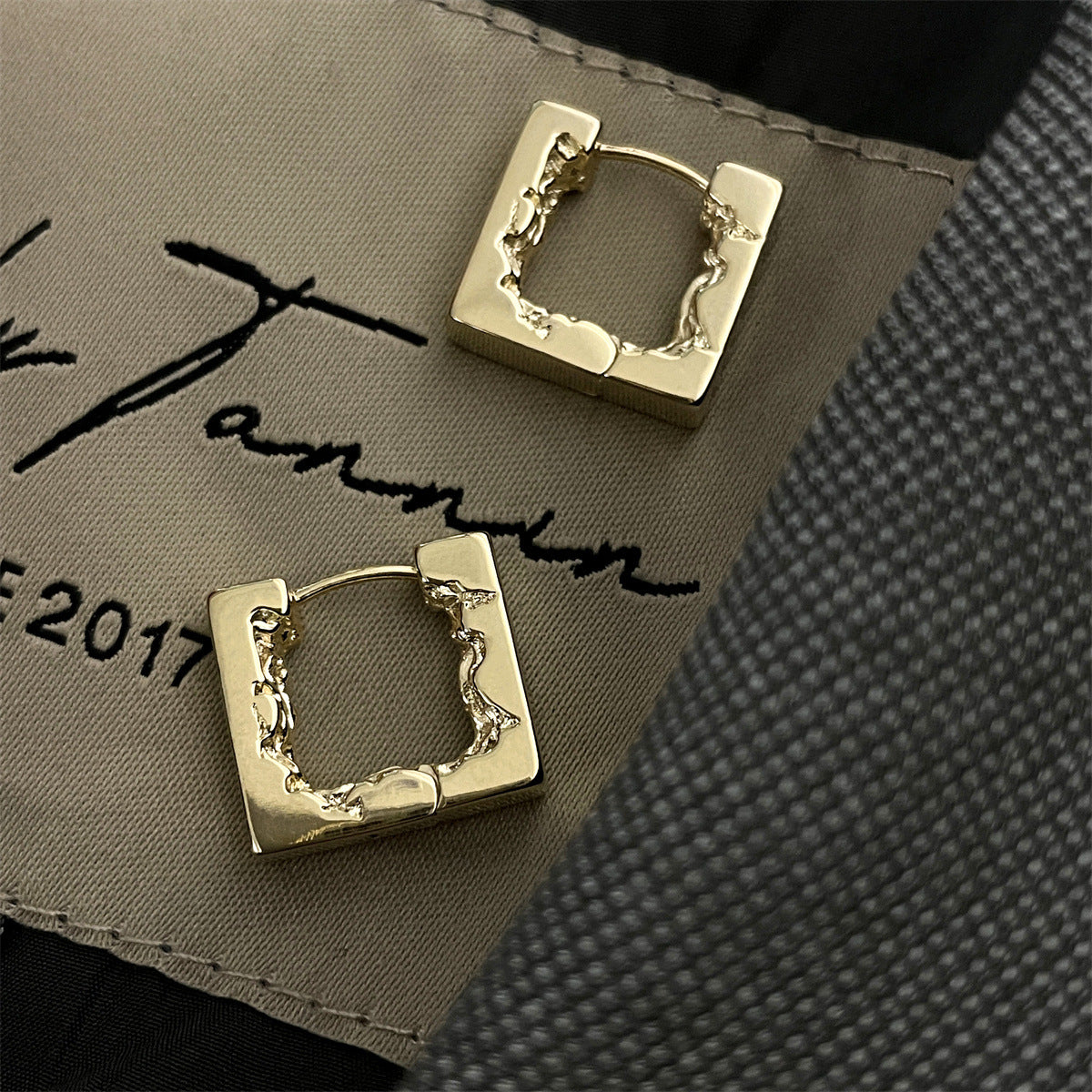 Square Eroded Hoop Earrings