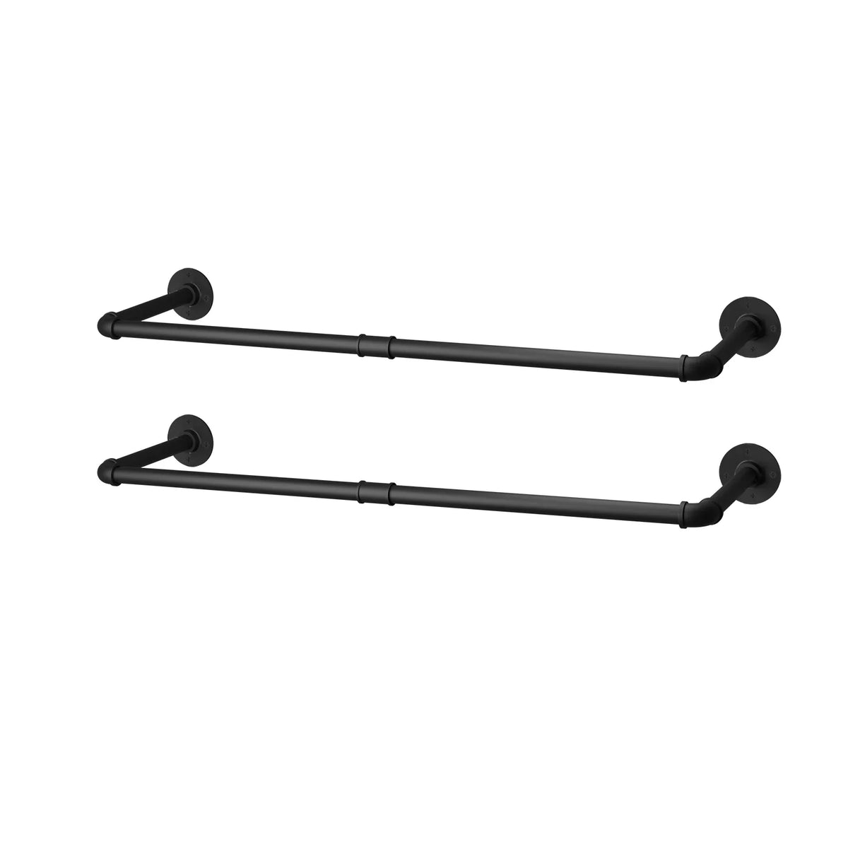 Wall Mounted Industrial Pipe Clothes Rail Rack Pack of 2