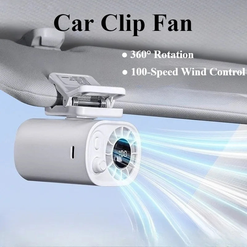 Eary Portable USB Clip-On Fan – 360° Rotation, 100 Speed Adjustable, Rechargeable Handheld Cooling Fan for Home, Office, Travel
