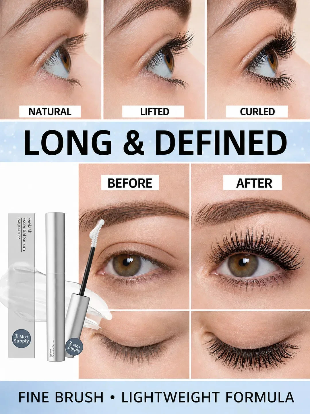 Eyelash and Eyebrow Serum 15ml with Biotin, Castor Oil and Precision Brush