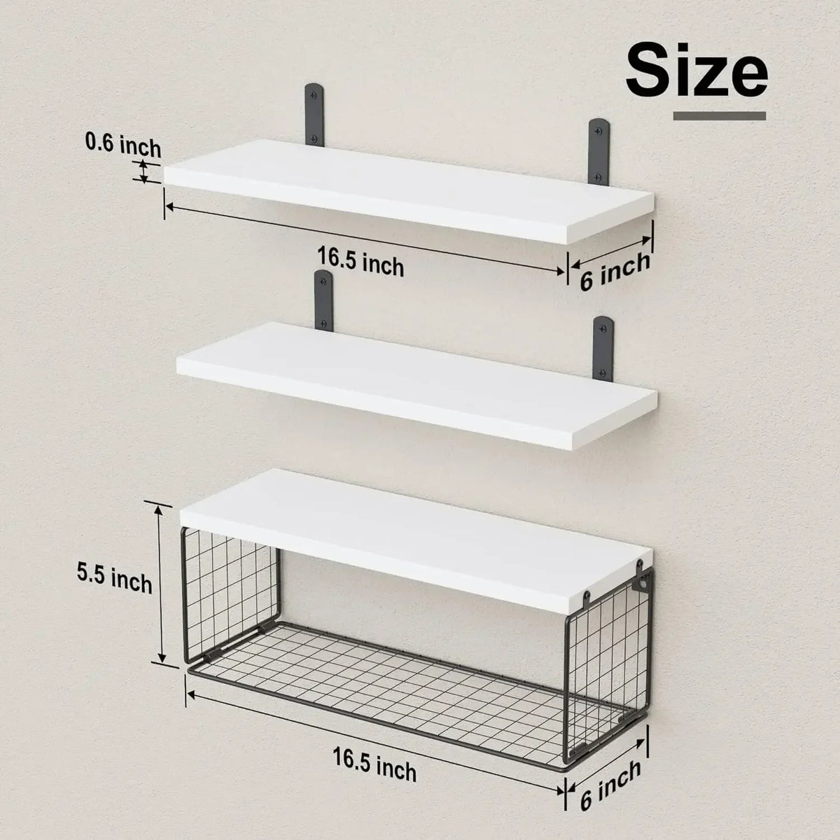 Wall Shelves Floating Mounted Wooden Storage Rack 4-Piece Set