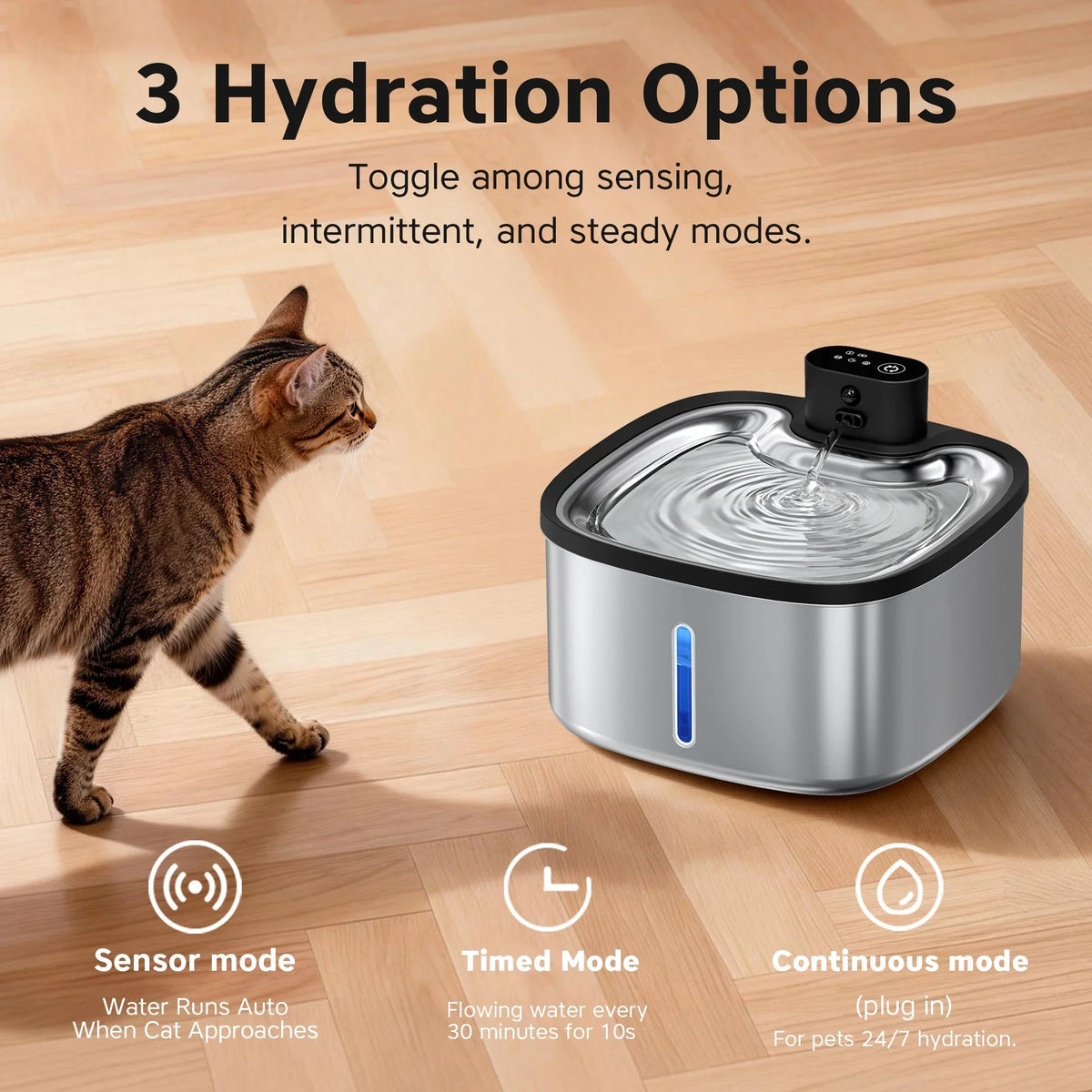 Wireless Cat Water Fountain 3.5L with Motion Sensor, Filter and 4000mAh Battery